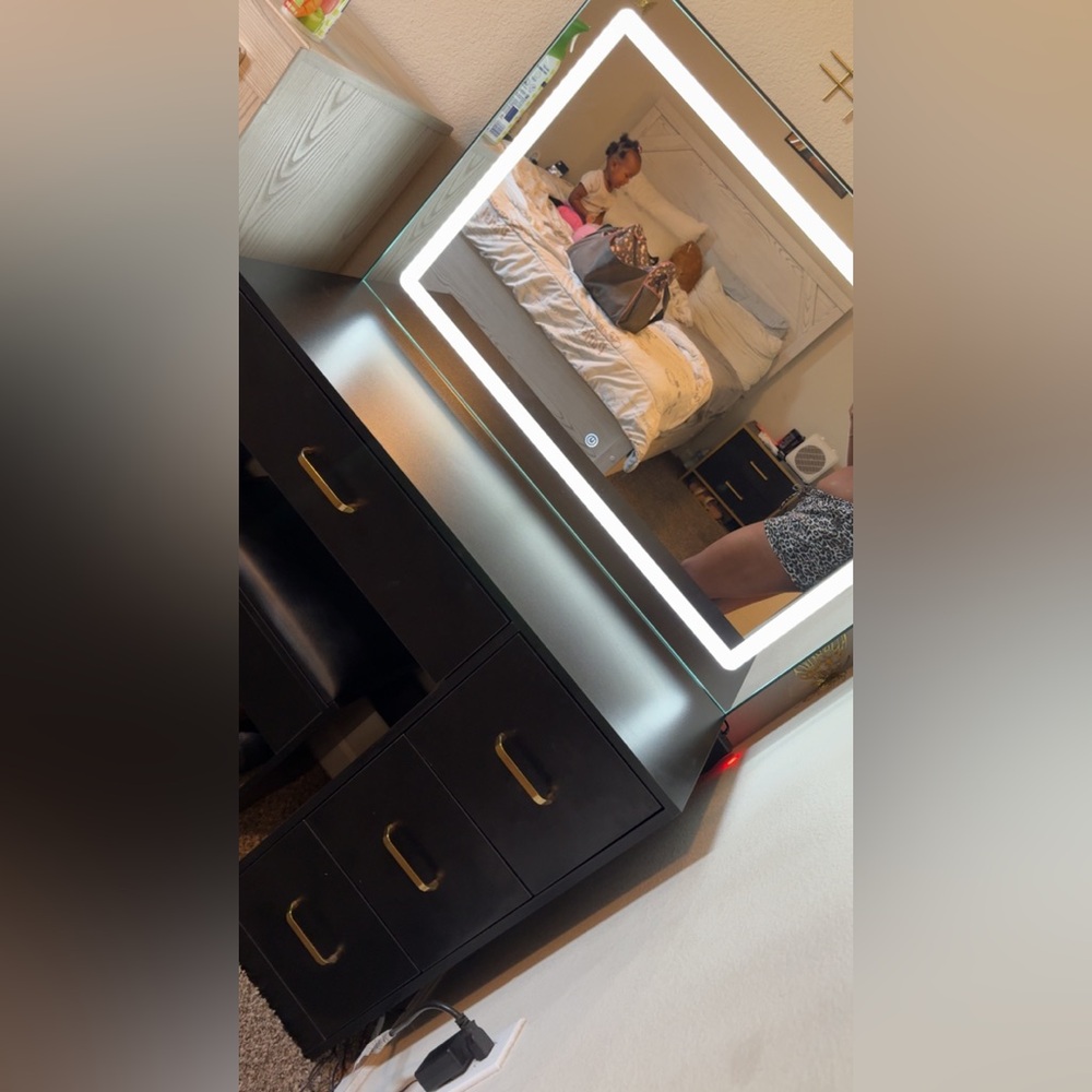 Vanity LED Lighted Mirror with Black Frame